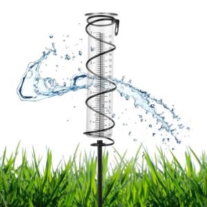17 cm Rain Gauge for Garden, Frost-Proof, Outdoor Rain Gauge, Glass Rainwater Meter, Rain Gauge with Metal Stake, Rain Gauge with Ground Spike, Decorative for Yard, Deck,...