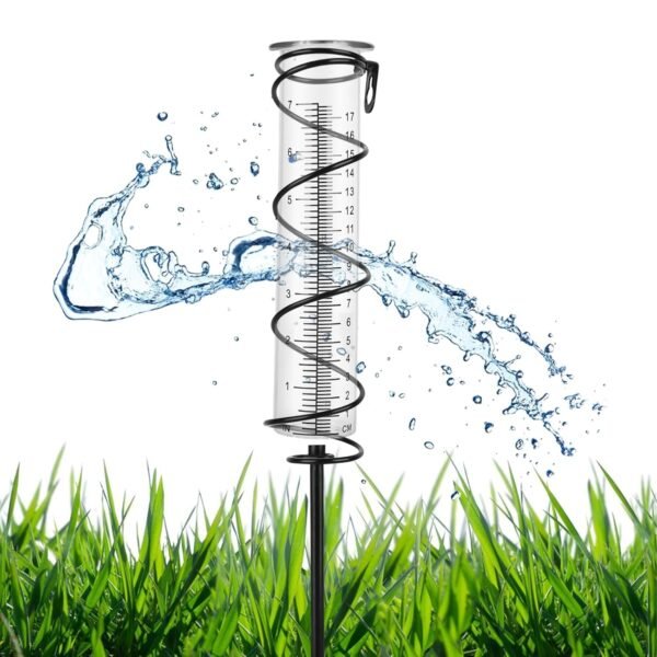 17 cm Rain Gauge for Garden, Frost-Proof, Outdoor Rain Gauge, Glass Rainwater Meter, Rain Gauge with Metal Stake, Rain Gauge with Ground Spike, Decorative for Yard, Deck,...