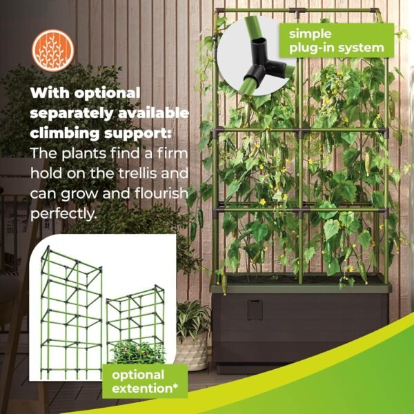 Bio Green Pflanzkübel Cityjungle Hochbeet für Balkon mit Bewässerung und Rankhilfe
