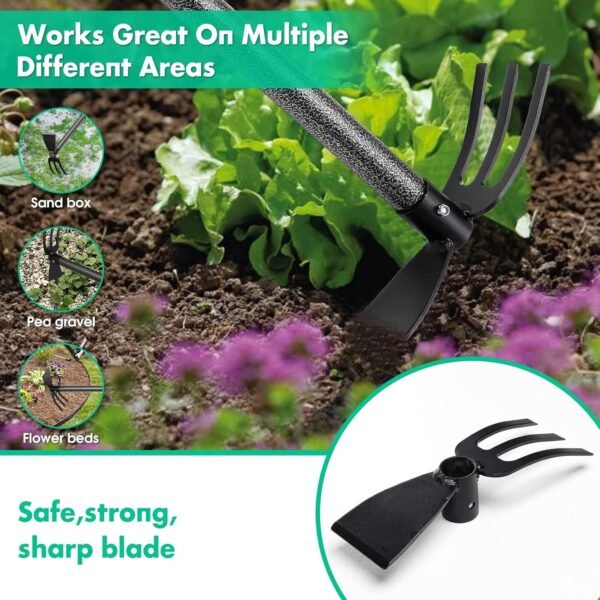 DAKEPOLE Doppel-Gartenhacke 110cm mit verstellbarem Griff für effizientes Jäten und Bodenlockern