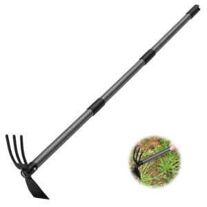 Double Garden Hoe 110 cm with Trident, Steel Two-Headed Hoe for Garden Care and Weeding Double Hoe