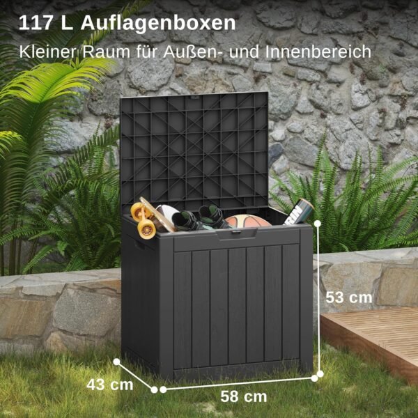 EAST OAK Auflagenbox 117 Liter wetterfest vielseitig für Garten Balkon Pool