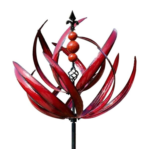 Eastuy Metall Windrad Gartendeko Lotus Windspiel wetterfest und stabil 90 cm hoch