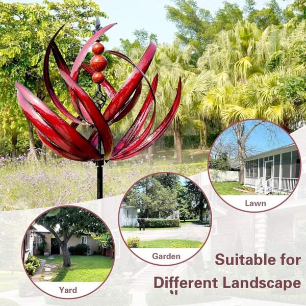Eastuy Metall Windrad Gartendeko Lotus Windspiel wetterfest und stabil 90 cm hoch