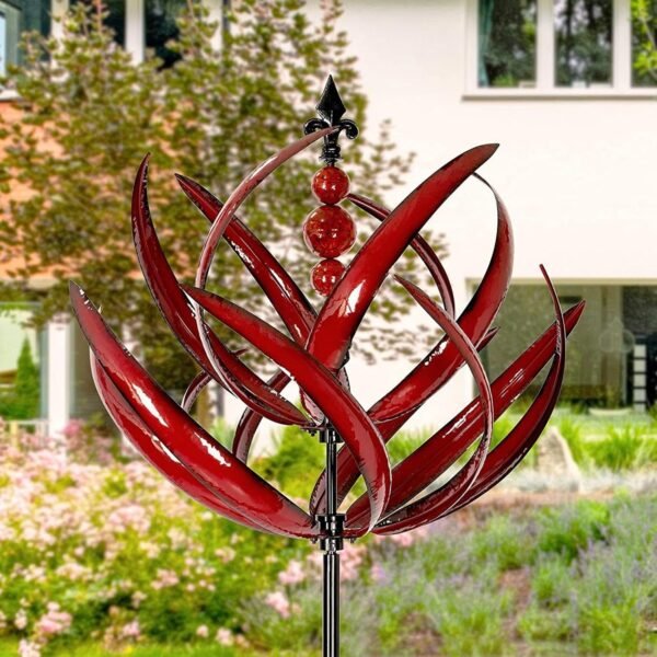 Eastuy Metall Windrad Gartendeko Lotus Windspiel wetterfest und stabil 90 cm hoch