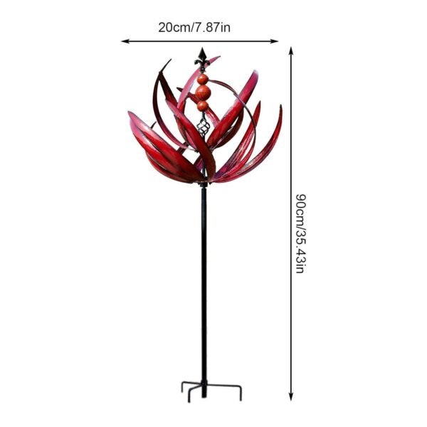 Eastuy Metall Windrad Gartendeko Lotus Windspiel wetterfest und stabil 90 cm hoch