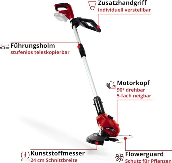 Einhell Akku-Rasentrimmer GE-CT 18 Li Solo Power X-Change mit drehbarem Motorkopf und Teleskopgriff für präzises Gartenschneiden