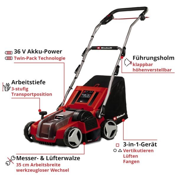Einhell Akku-Vertikutierer GE-SA 36 35 Li Solo 3in1 Power X Change Gartenhilfe