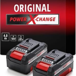 Einhell PXC Twin Pack 4.0 Ah Power X-Change Volks.Battery (Li-Ion, 18 V, 2 x 4.0 Ah, Suitable for all PXC Devices, Proactive Battery Management, Situational Adapted Charge Cycles