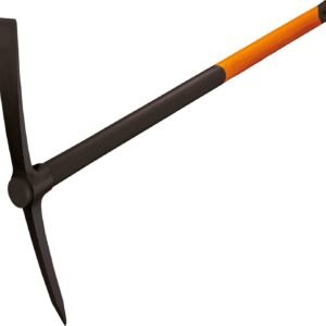 Fiskars Forged Pick Axe, Length: 90 cm, Weight: 2.95kg. Forged Steel Head/Fibreglass Reinforced Plastic Handle, Black/Orange, 200, 1001733