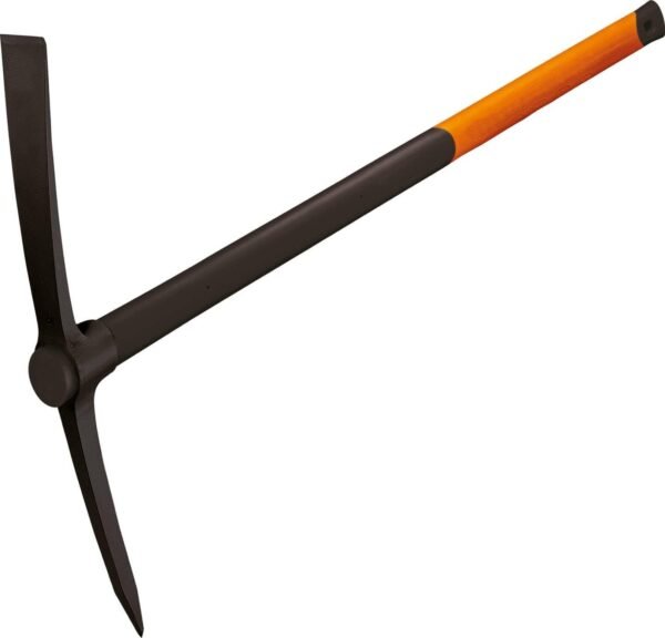 Fiskars Forged Pick Axe, Length: 90 cm, Weight: 2.95kg. Forged Steel Head/Fibreglass Reinforced Plastic Handle, Black/Orange, 200, 1001733