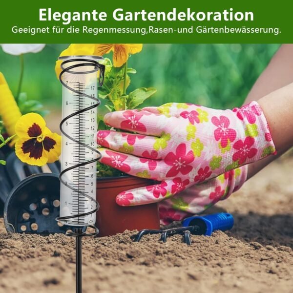 Frostsicherer Glas Regenmesser mit Metallspieß für präzise Gartenniederschlagsmessung