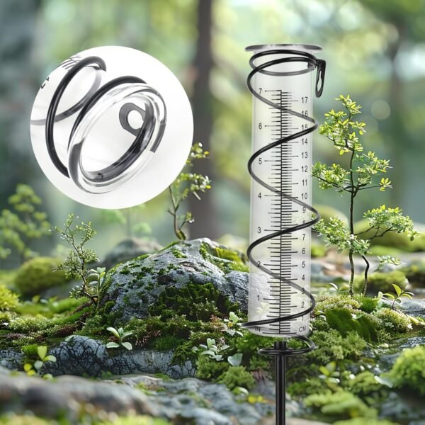 Frostsicherer Glas Regenmesser mit Metallspieß für präzise Gartenniederschlagsmessung