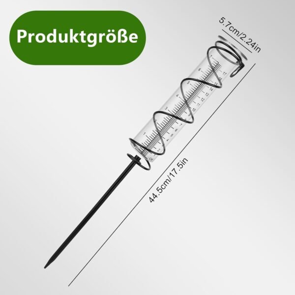 Frostsicherer Glas Regenmesser mit Metallspieß für präzise Gartenniederschlagsmessung