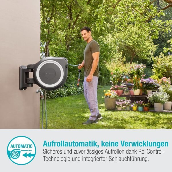 Gardena Wand-Schlauchbox RollUp XL schwenkbar frostsicher für große Gärten