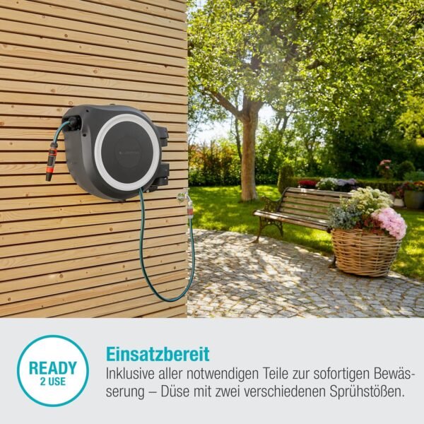 Gardena Wand-Schlauchbox RollUp XL schwenkbar frostsicher für große Gärten