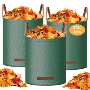 Gartenabfallsack 3x272L, Gartensack Laubsack Selbststehend und Faltbar, Laubsäcke Stabil Robust aus Polypropylen, Groß Gartensäcke für Gartenabfälle Gras Laub Hecke,...