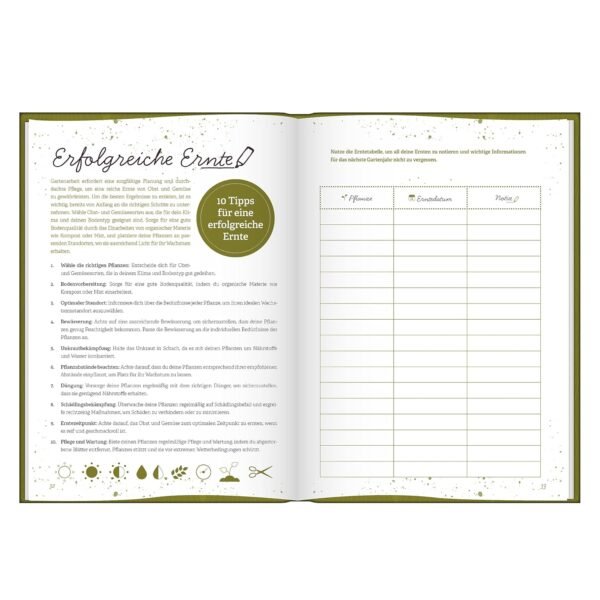 Gartentagebuch Garten Liebe mit Aussatkalender und praktischen Gartentipps entdecken