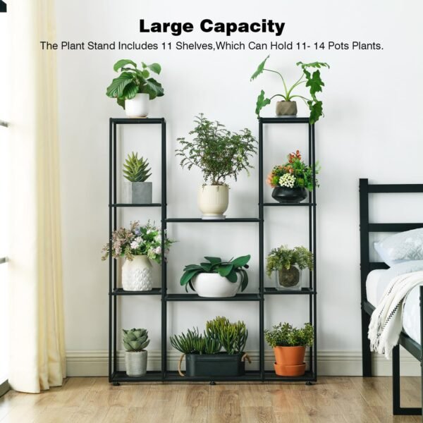 HUSFITLY Metall Blumenregal 4 Etagen Platzsparend Robust für Garten Balkon Wohnzimmer