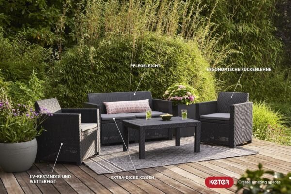 Keter Merano Gartenset modernes Design wetterfest bequem und pflegeleicht