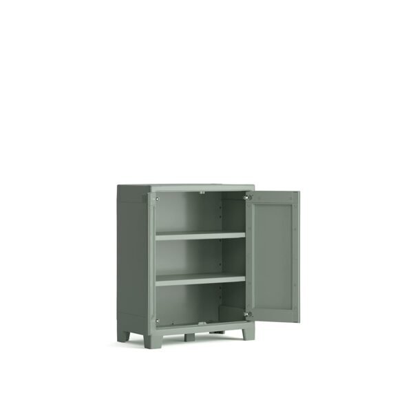 Keter Planet Outdoor Kunststoffschrank in Jadegrün mit höhenverstellbaren Böden und IPX3 Schutz ideal für Garten und Terrasse