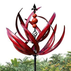 Metal Wind Spinner for Garden, Lotus Wind Chime, Windmill, Weatherproof and Stable, Garden Wind Spinner Metal Wind Turbines with Best Ball Bearings, for Garden as Decoration,...