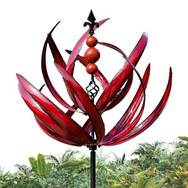 Metal Wind Spinner for Garden, Lotus Wind Chime, Windmill, Weatherproof and Stable, Garden Wind Spinner Metal Wind Turbines with Best Ball Bearings, for Garden as Decoration,...