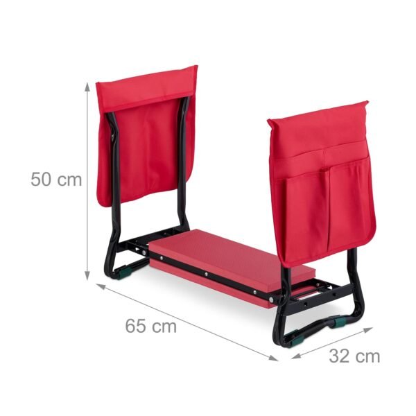 Relaxdays Kniebank mit Taschen gepolstert klappbar ideal für gelenkschonende Gartenarbeit
