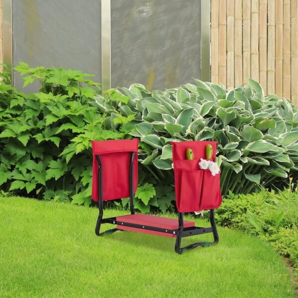 Relaxdays Kniebank mit Taschen gepolstert klappbar ideal für gelenkschonende Gartenarbeit