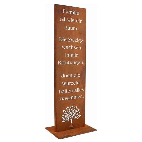 Rostikal Family Garden Sign - 55 cm - Handmade Stainless Rust Metal Sign Made of Corten Steel - Robust and Weatherproof - Loving Decoration for Living Room, Garden, Balcony, Patio