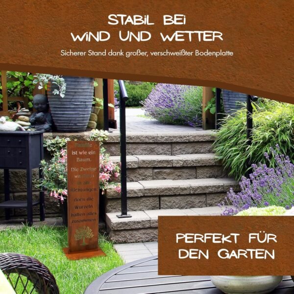 Rustikal handgefertigtes Gartenschild aus Cortenstahl liebevolle Deko für Haus und Garten