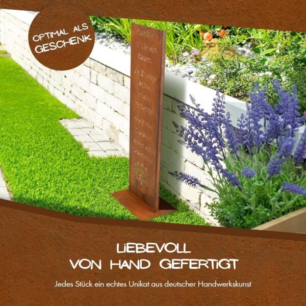 Rustikal handgefertigtes Gartenschild aus Cortenstahl liebevolle Deko für Haus und Garten