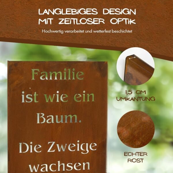 Rustikal handgefertigtes Gartenschild aus Cortenstahl liebevolle Deko für Haus und Garten