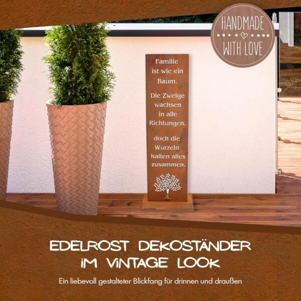 Rustikal handgefertigtes Gartenschild aus Cortenstahl liebevolle Deko für Haus und Garten