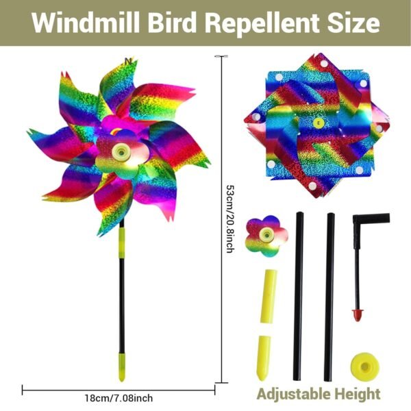 SMD35 Windrad Vogelabwehr 10 Stück Regenbogenfarben Effektiver Vogelschutz Garten Balkon
