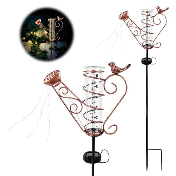 Solarbetriebener Regenmesser Hojalis mit Nachtlicht und wetterfestem Design für Garten