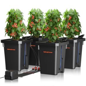 Spider Farmer DWC Hydrokultur Anbausystem mit 27 Liter/7 Gallonen Tiefwasserkultur, Neues Dreieckige Abdeckung Design, Umwälzendes Drip Garden System mit Topf-Tropfkit, 12W...