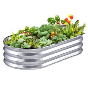 VEVOR Raised Bed Planter Flower Box Garden Planter Patio Vegetable Bed Garden Bed Planter Bed Silver 120 x 60 x 30 cm Galvanised Metal Ideal for Growing Vegetables Fruit Herbs etc.