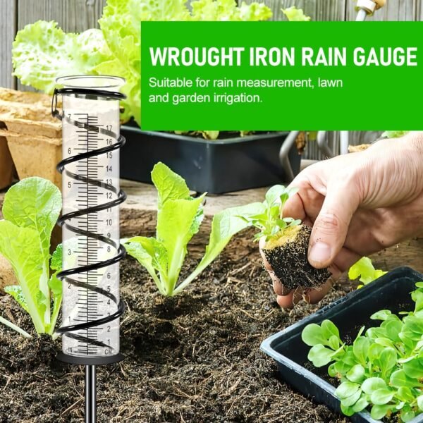 YANGUN Garten Regenmesser frostsicher mit Metallrahmen und Glas für präzise Niederschlagsmessung